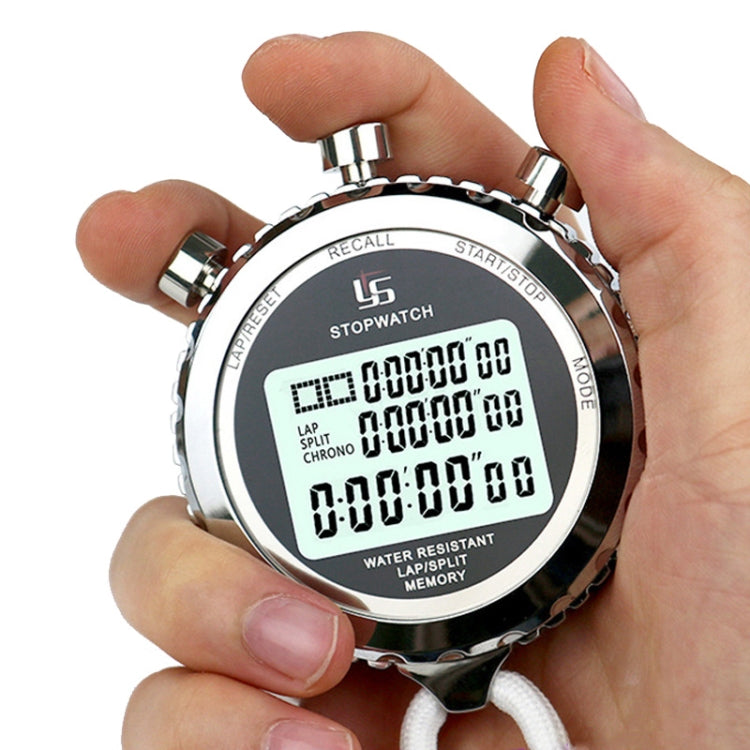 YS Metall Stoppuhr 3 Rijen Weergave Looptraining Elektronische Timer, Stijl: YS-510 10 Herinneringen