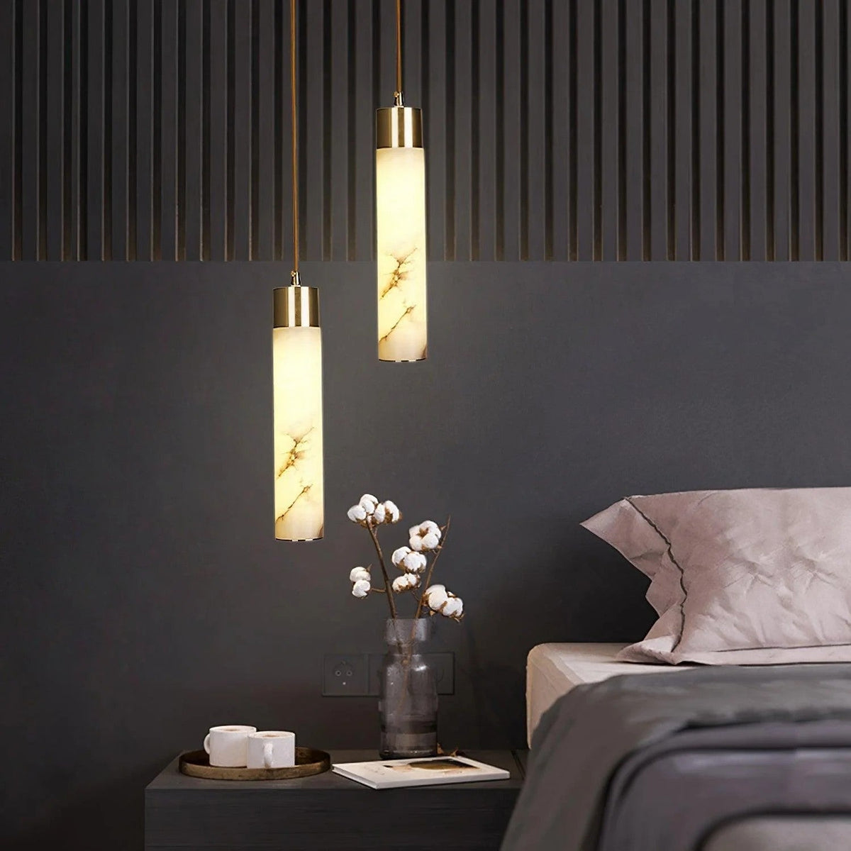 Ethereal Stone Glow Sculpturale Stijl Alabaster Hanglamp