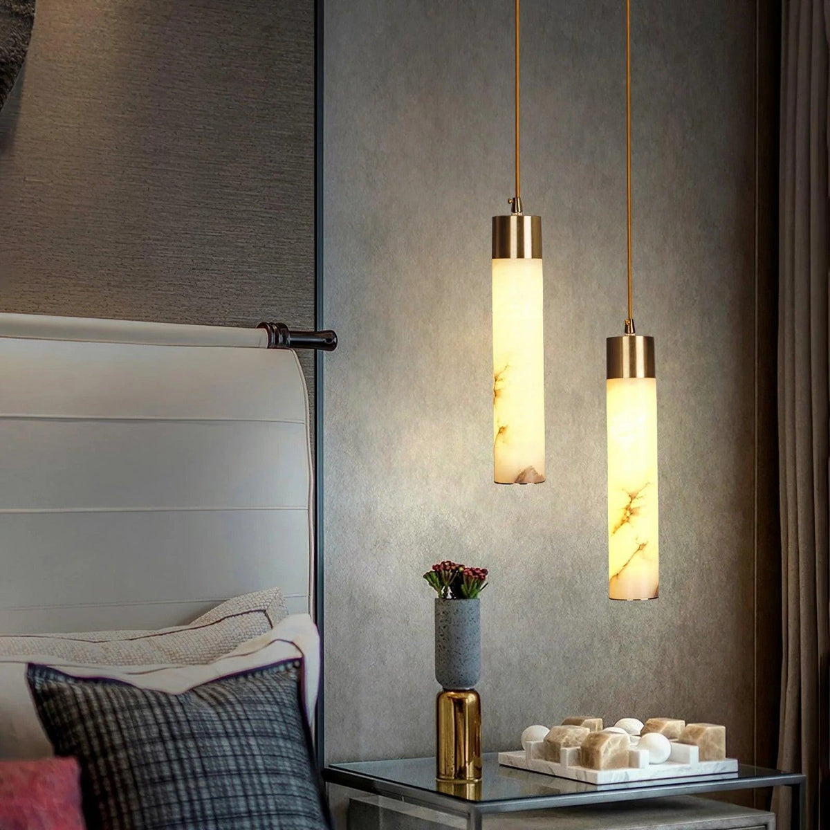 Ethereal Stone Glow Sculpturale Stijl Alabaster Hanglamp