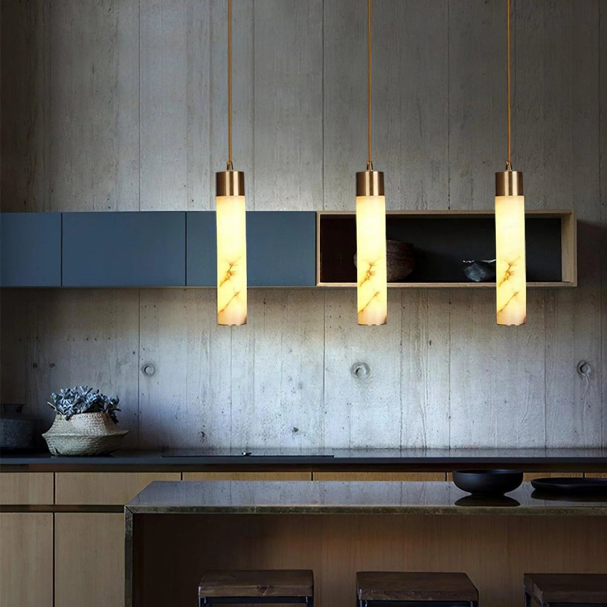 Ethereal Stone Glow Sculpturale Stijl Alabaster Hanglamp