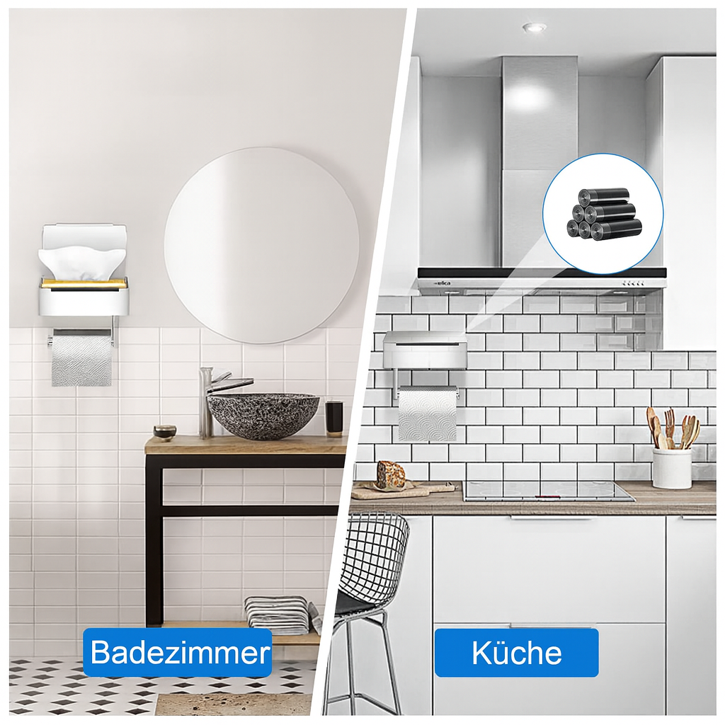 Tissuebox | Toiletpapierhouder RVS | 2 in 1 Houder met Opbergvlak | SteelShelf