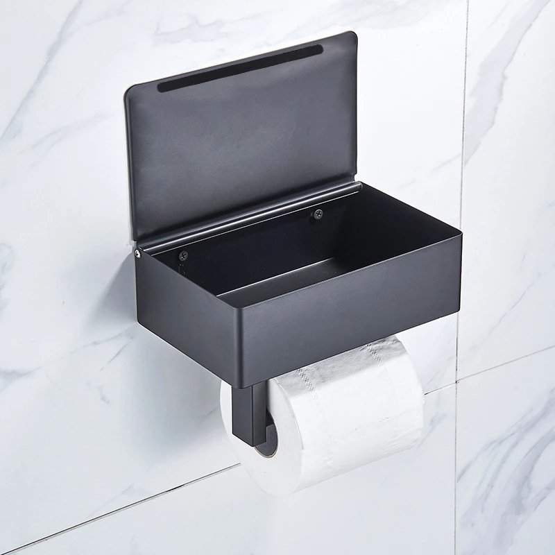 Tissuebox | Toiletpapierhouder RVS | 2 in 1 Houder met Opbergvlak | SteelShelf