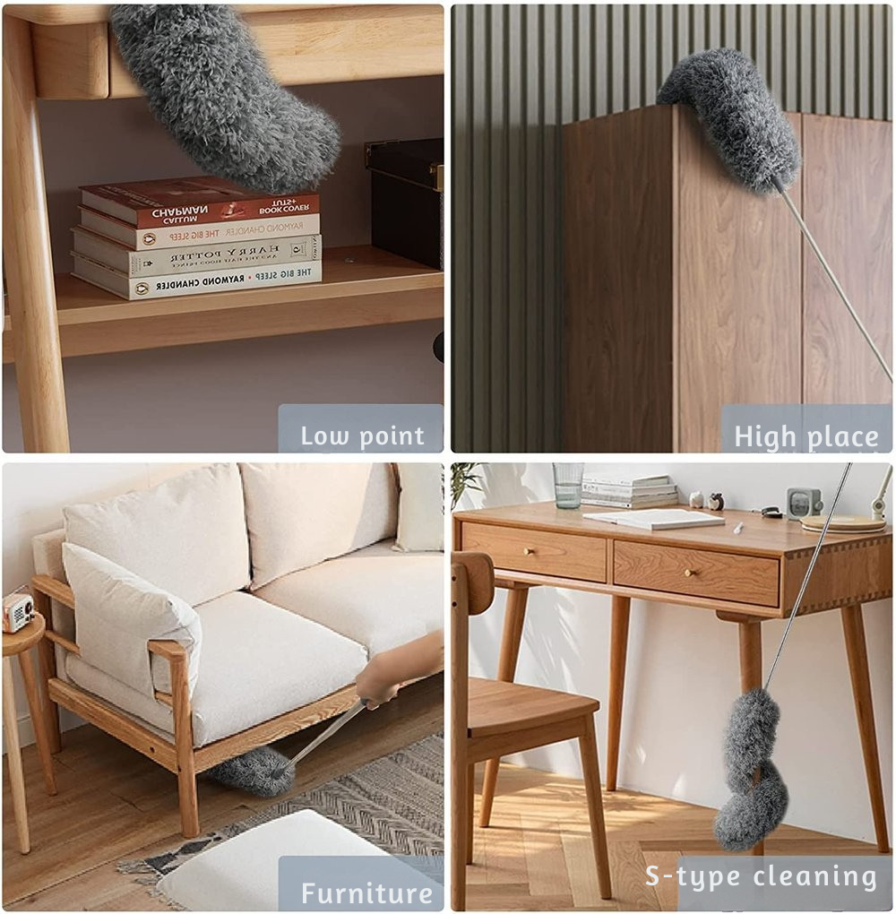 Telescoop-Microvezel Stofdoek | Extra Lange Bereik | Flexibel Hoofd | Wasbaar | DustReach