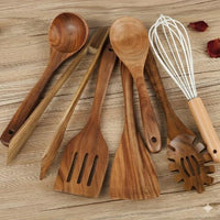 Houten Keukengerei Set 7 Delig Kooklepel Gereedschap Set