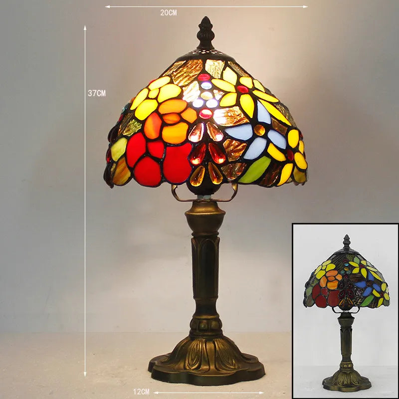 Skanto | Tiffany Bureau Lamp | LED E27 | Kleurvol Handgemaakt Glas