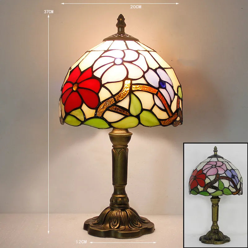 Skanto | Tiffany Bureau Lamp | LED E27 | Kleurvol Handgemaakt Glas