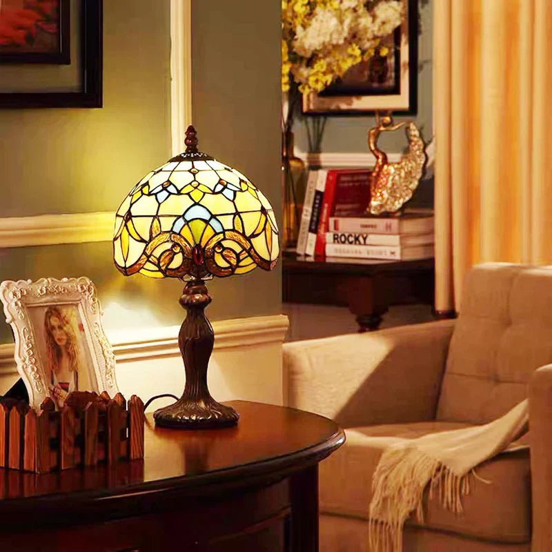 Skanto | Tiffany Bureau Lamp | LED E27 | Kleurvol Handgemaakt Glas