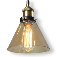 Getint glazen hanglamp met messing fitting