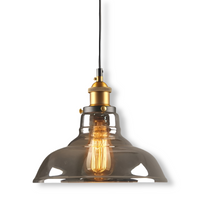 Getint glazen hanglamp met messing fitting