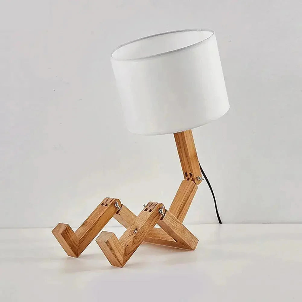 TechnoWood Robot Bureaulamp | Creatief houten leeslampje voor thuis & op kantoor