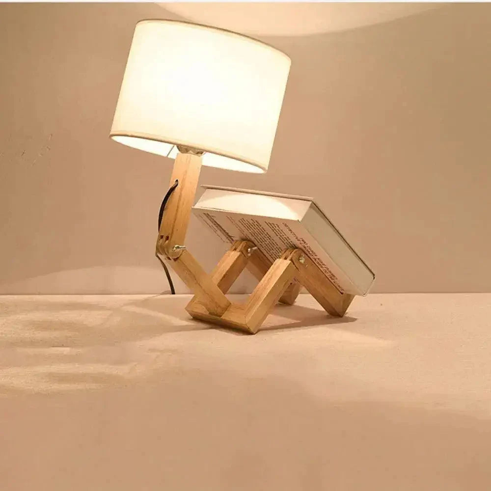 TechnoWood Robot Bureaulamp | Creatief houten leeslampje voor thuis & op kantoor