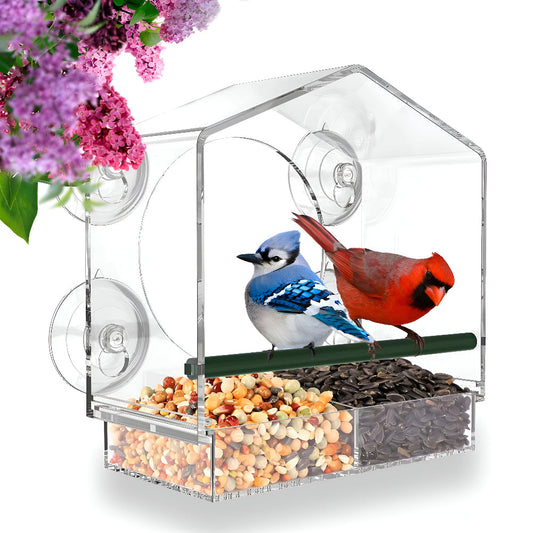 TrayHaven - Transparant Venster-Vogelfeeders met Zuignap Stabiliteit