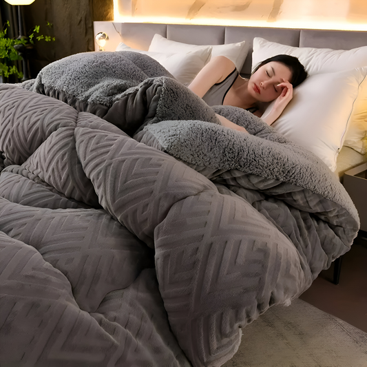 Ultra Fluff Dekbed - Machinewasbaar Dubbelzijdig Pluche Dekbed voor Alle Seizoenen - Stijlvol Fleece Dekbed