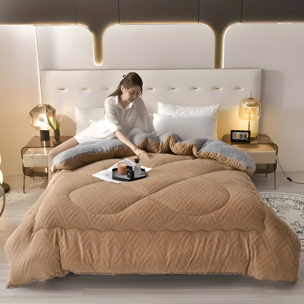 Ultra Fluff Dekbed - Machinewasbaar Dubbelzijdig Pluche Dekbed voor Alle Seizoenen - Stijlvol Fleece Dekbed