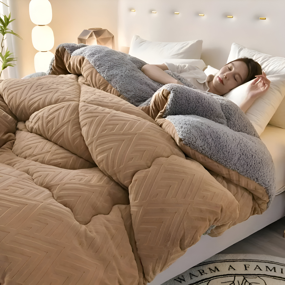 Ultra Fluff Dekbed - Machinewasbaar Dubbelzijdig Pluche Dekbed voor Alle Seizoenen - Stijlvol Fleece Dekbed