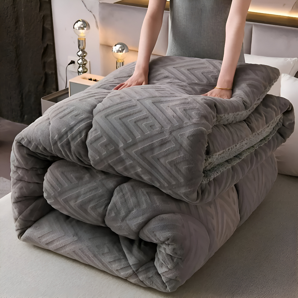 Ultra Fluff Dekbed - Machinewasbaar Dubbelzijdig Pluche Dekbed voor Alle Seizoenen - Stijlvol Fleece Dekbed