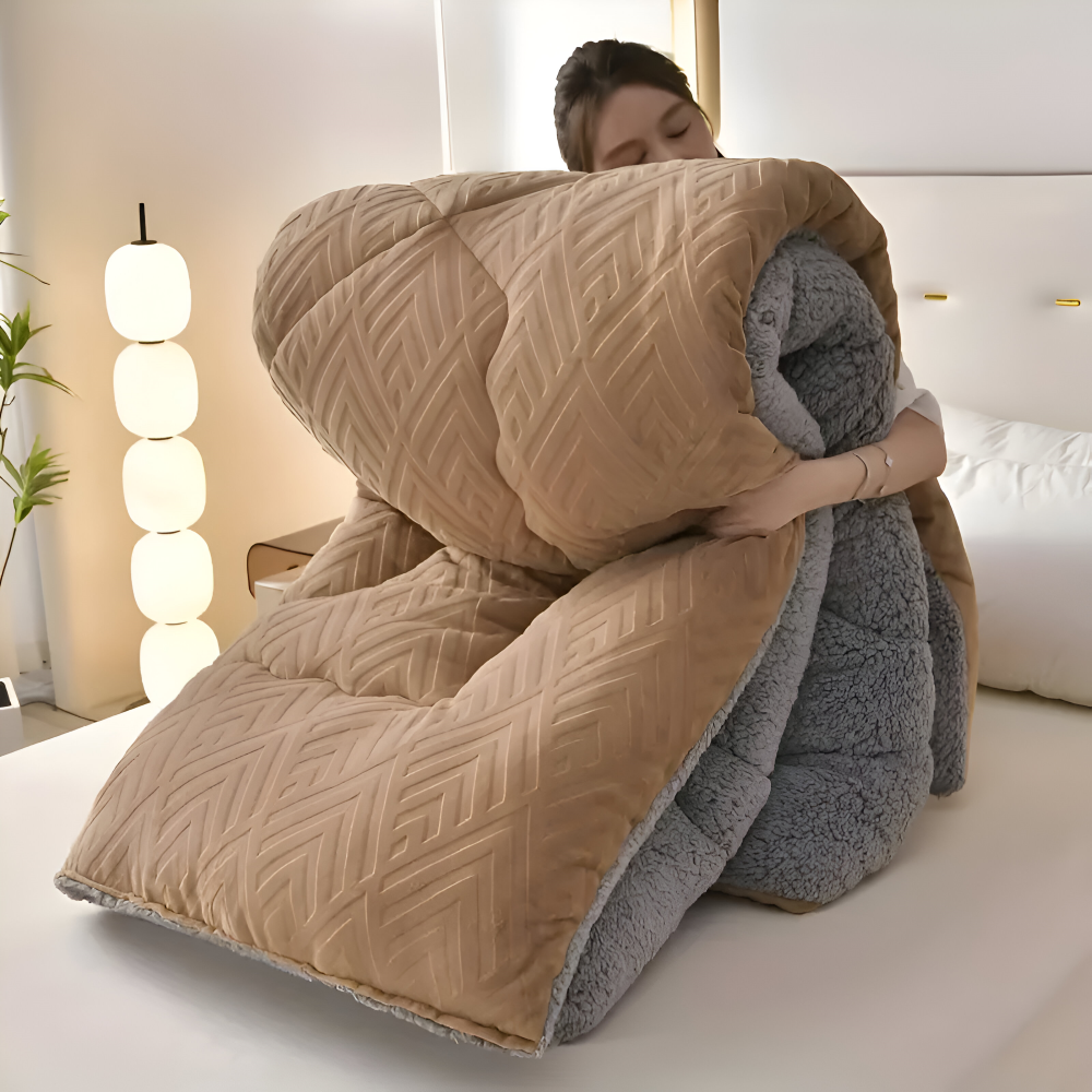 Ultra Fluff Dekbed - Machinewasbaar Dubbelzijdig Pluche Dekbed voor Alle Seizoenen - Stijlvol Fleece Dekbed