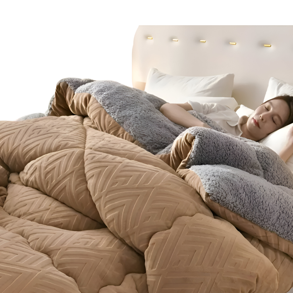 Ultra Fluff Dekbed - Machinewasbaar Dubbelzijdig Pluche Dekbed voor Alle Seizoenen - Stijlvol Fleece Dekbed