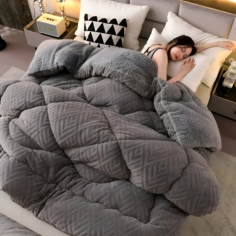 Ultra Fluff Dekbed - Machinewasbaar Dubbelzijdig Pluche Dekbed voor Alle Seizoenen - Stijlvol Fleece Dekbed