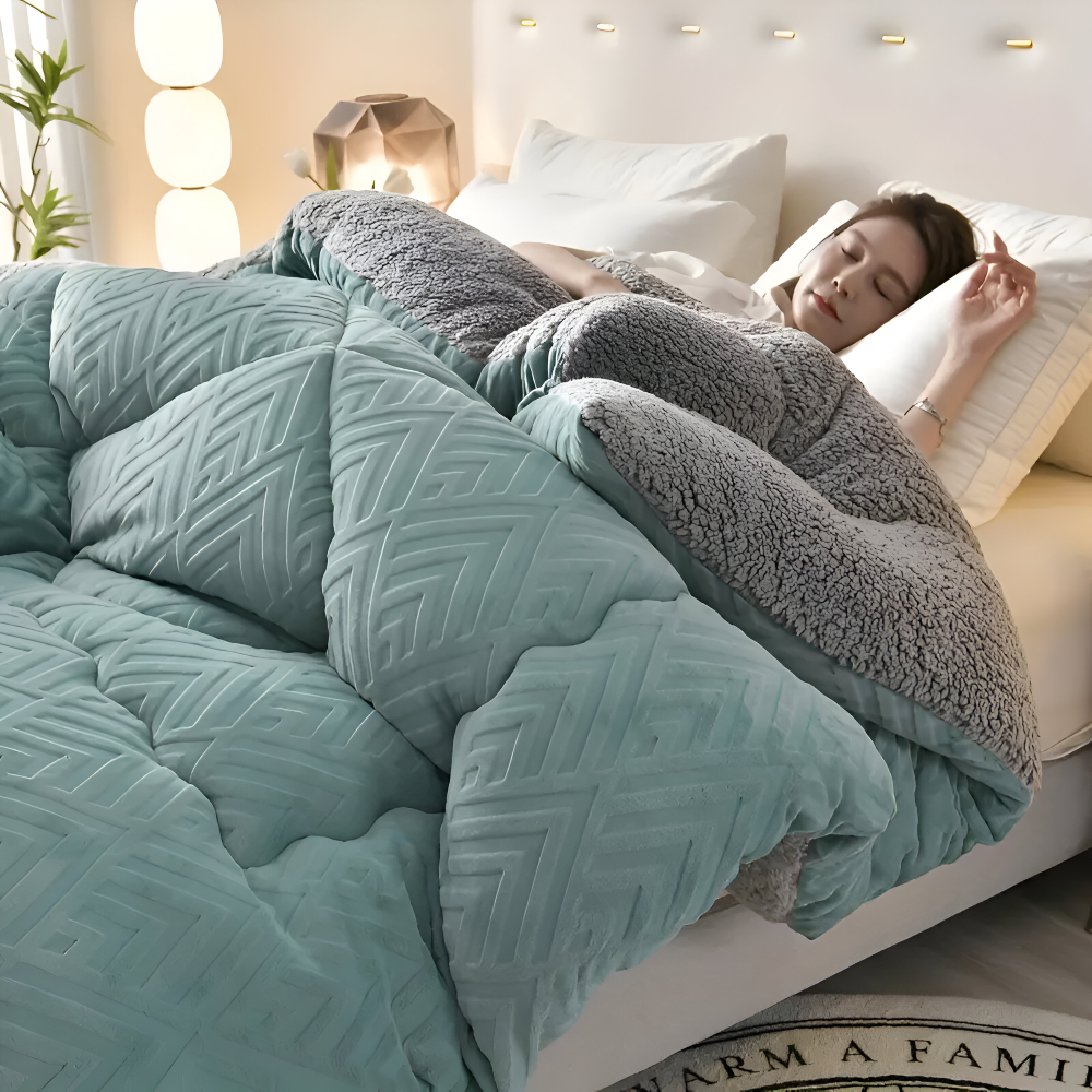 Ultra Fluff Dekbed - Machinewasbaar Dubbelzijdig Pluche Dekbed voor Alle Seizoenen - Stijlvol Fleece Dekbed