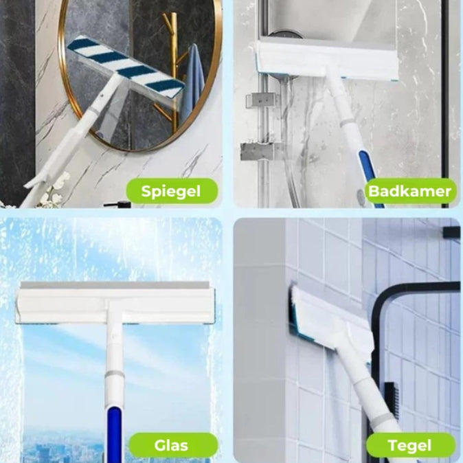 Glazen wisser | Telescopische Spray & Scrub Ervaar een vlekkeloze reiniging met ingebouwde spray en microvezeltechnologie.