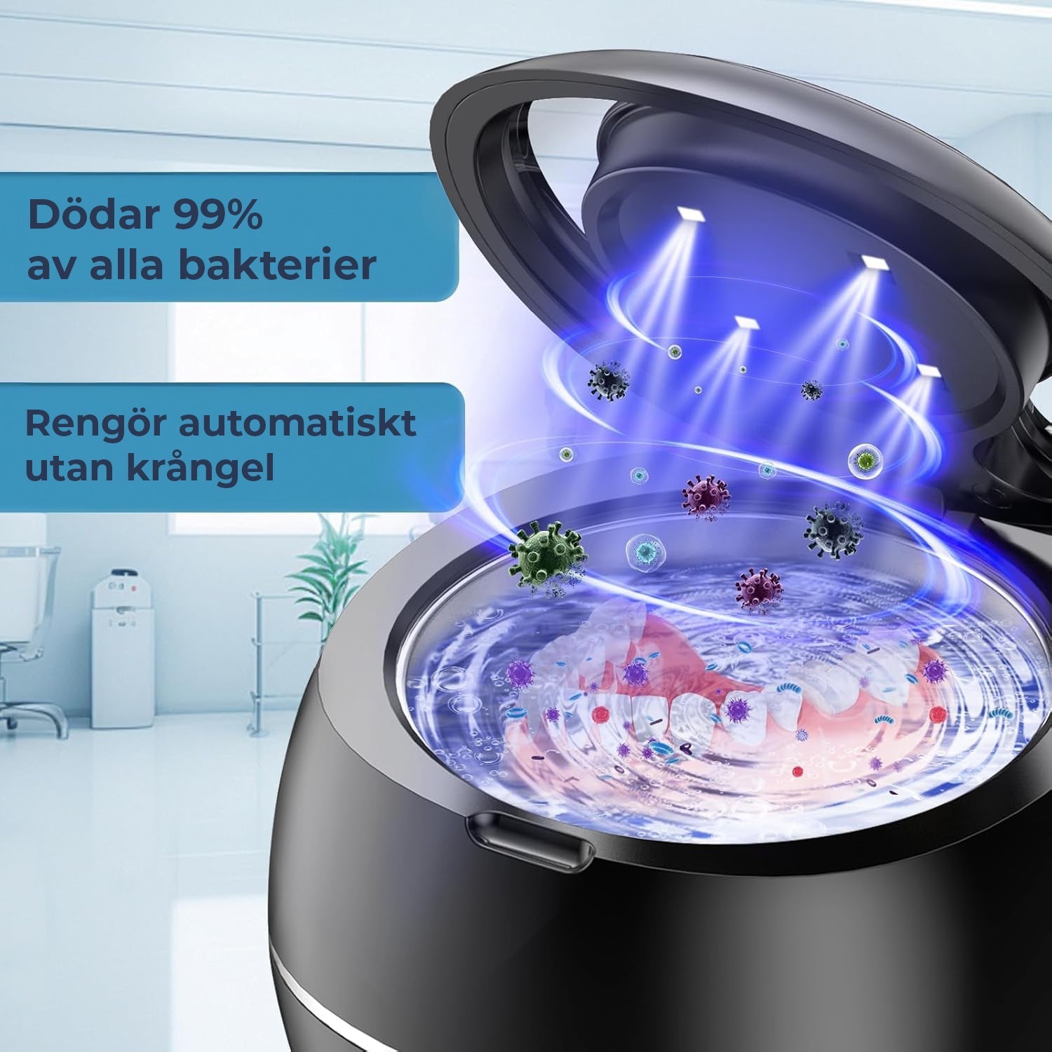 Ultrasoonreiniging voor Protheses Compact 360° Reiniging