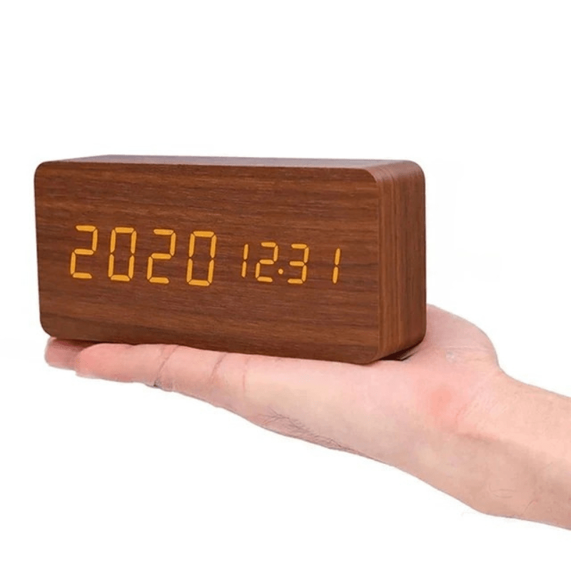 WOODSENSE – LED-houten klok met spraakbediening voor stijlvolle tijdsaanduiding