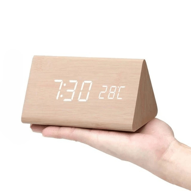 WOODSENSE – LED-houten klok met spraakbediening voor stijlvolle tijdsaanduiding