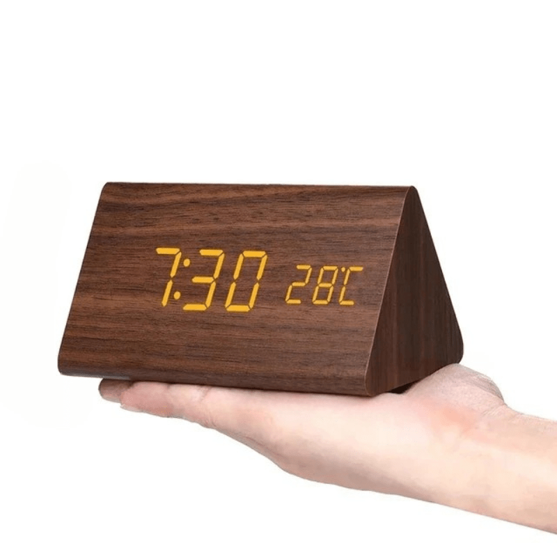 WOODSENSE – LED-houten klok met spraakbediening voor stijlvolle tijdsaanduiding