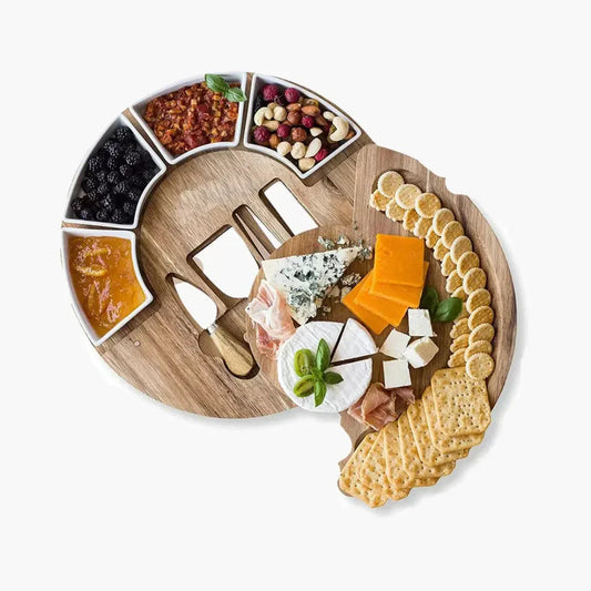 Plankora – Elegante Kaasplank en Messenset voor Feestelijke Presentaties