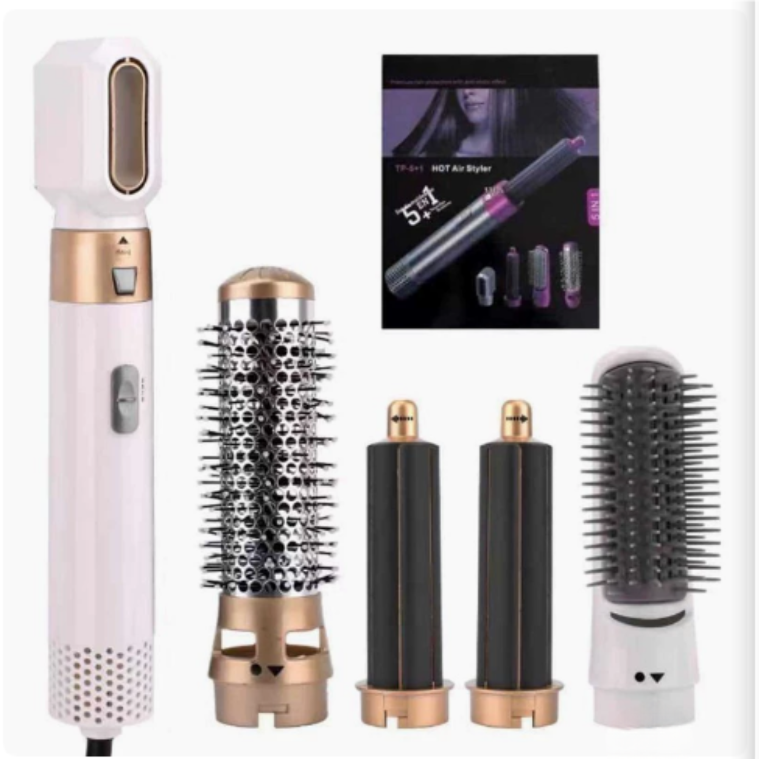 Hete luchtborstel | Multi Styling met opzetstukken | Ionen Anti Frizz Technologie | AirStyle Pro