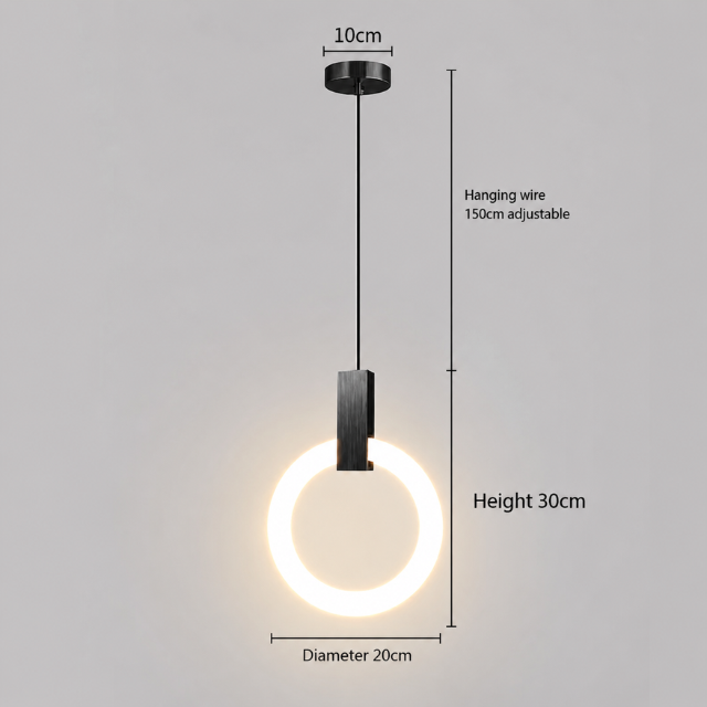 Moderne LED hanglamp met gouden ring