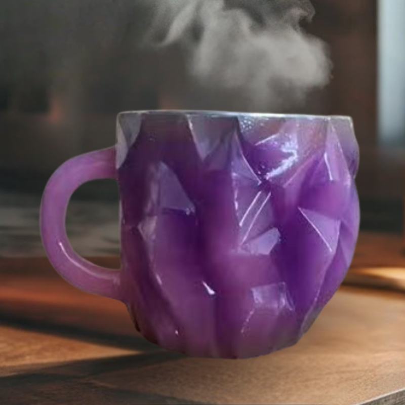 Handgemaakt Kristalmineraal Mok – Geïsoleerde Magnetronbestendige Beker (350–450 ml)