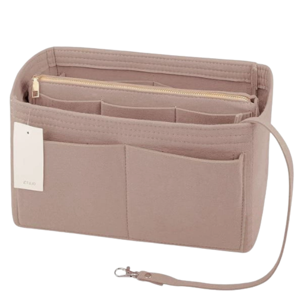 TaschenLuxe Organizer Inlay | Vilt-inzet met rits | 15 vakken & sleutelhanger | Voor handtassen & shoppers