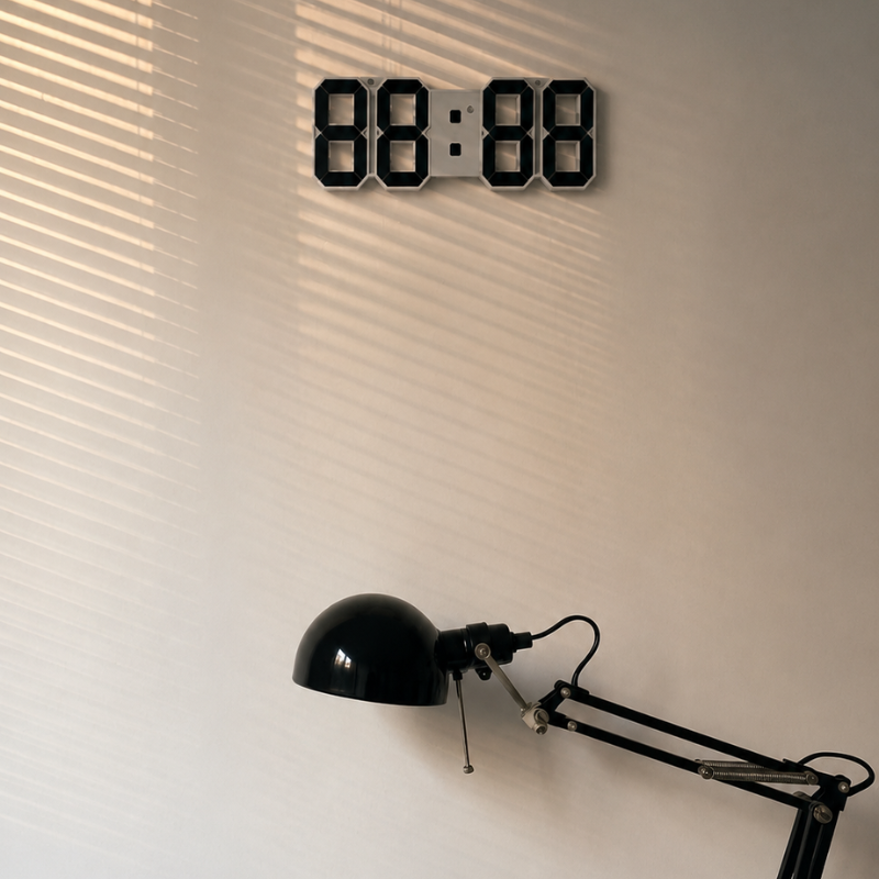 Digitale 3D LED Wandklok – Modern Design met Dimmfunctie en Optimale Zichtbaarheid