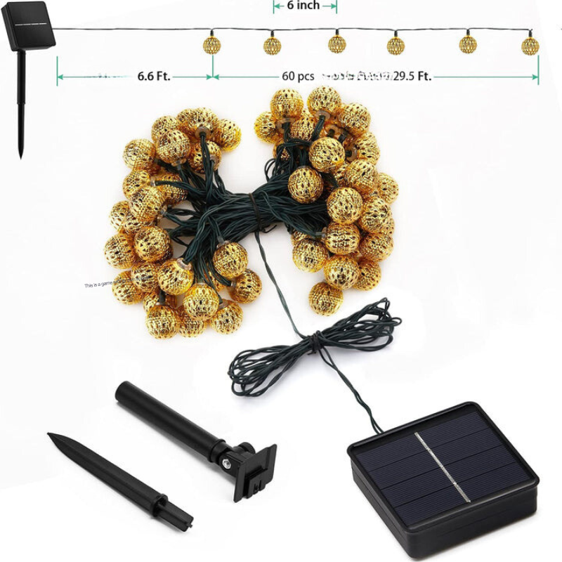 Marokkaanse waterdichte Solar-Lantaarnketting, l 12 meter, 100 LED-lampen, l 8