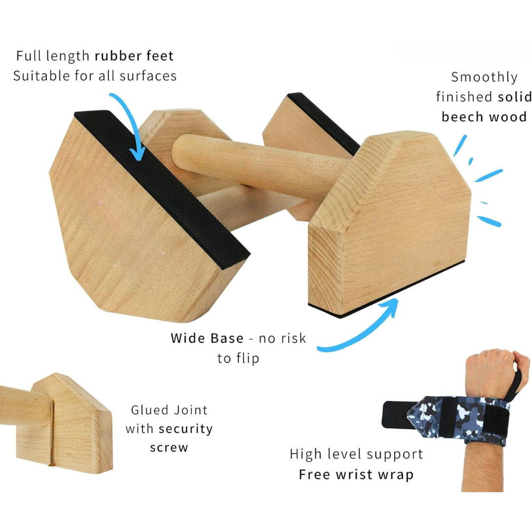 Calisthenics PowerBars – Sterke Houten Push-Up Steunen