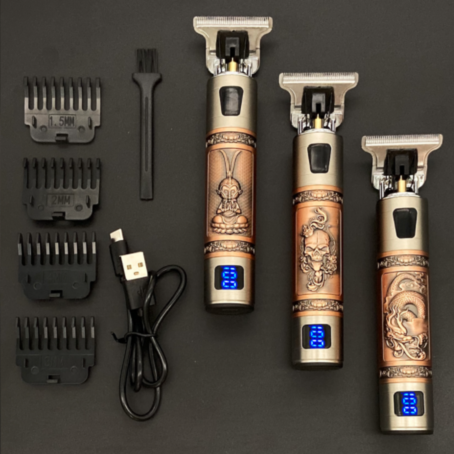 Lunero Skull Vintage Trimmer | De Barber Trend van dit jaar! - Oplaadbaar incl. Opzetstukken