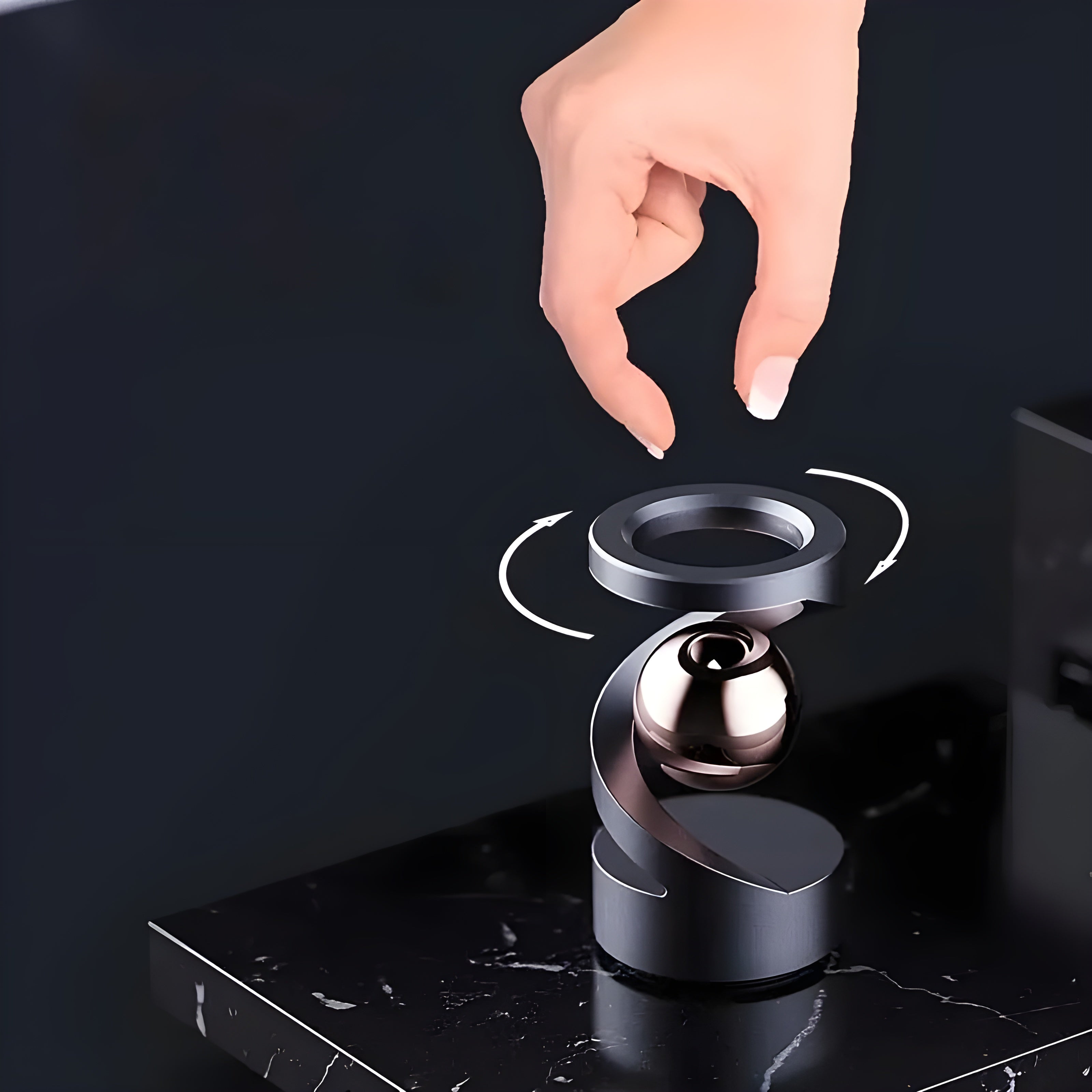 FidgetOrbit – Bureauaccessoire met zwevend gyroscoop voor ontspanning en moderne inrichting