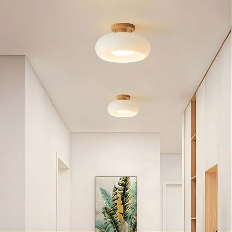 Houten Accent Glas Plafondlamp