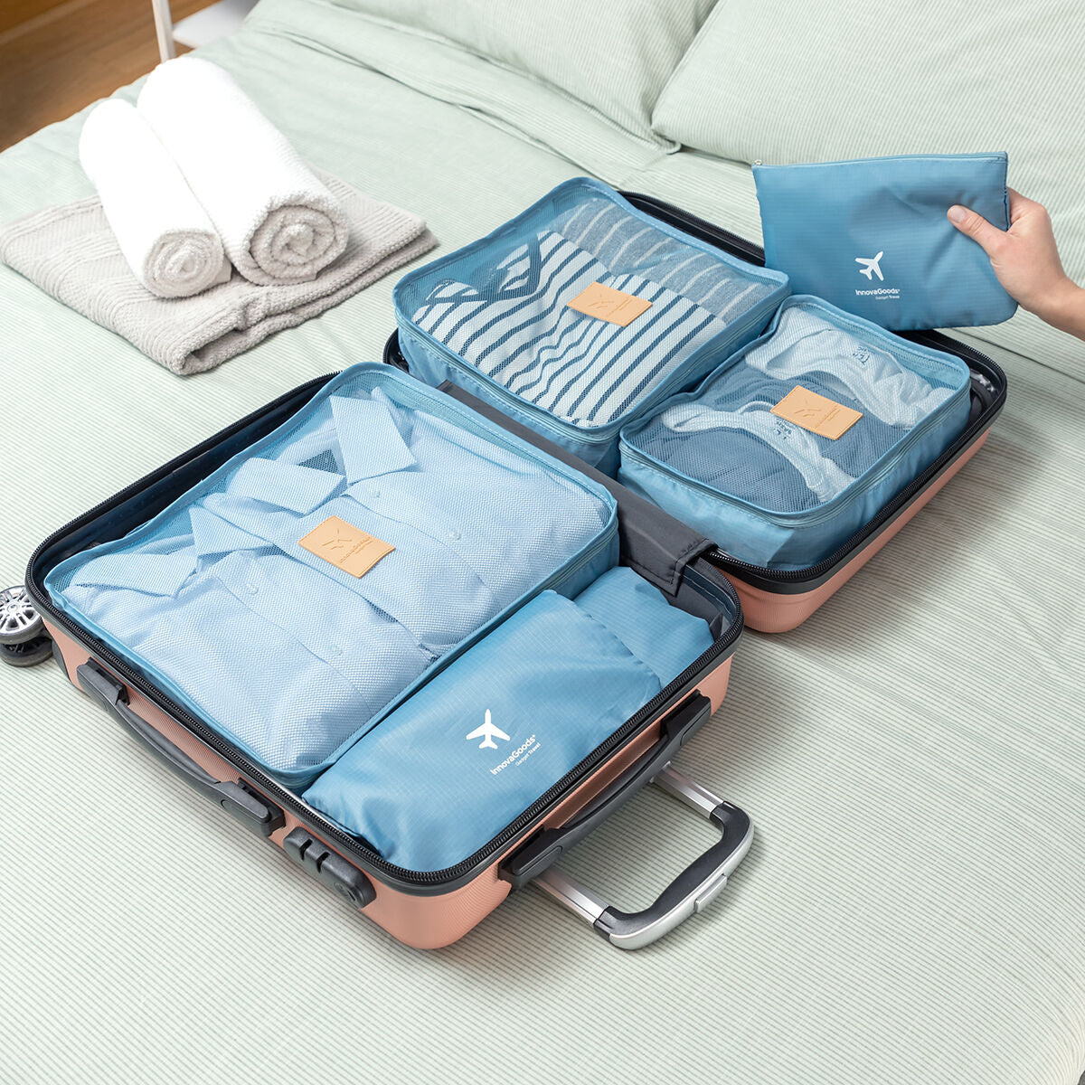 Set opbergtassen voor op reis | Bagage organizers voor kleding en schoenen