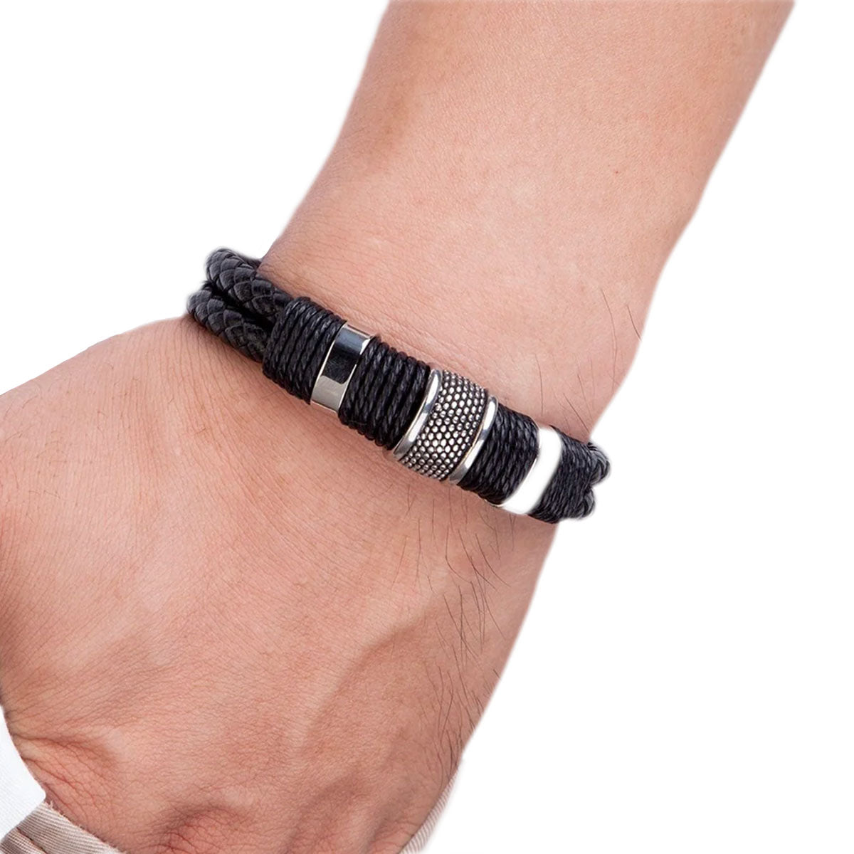 Armband in geweven leren stijl