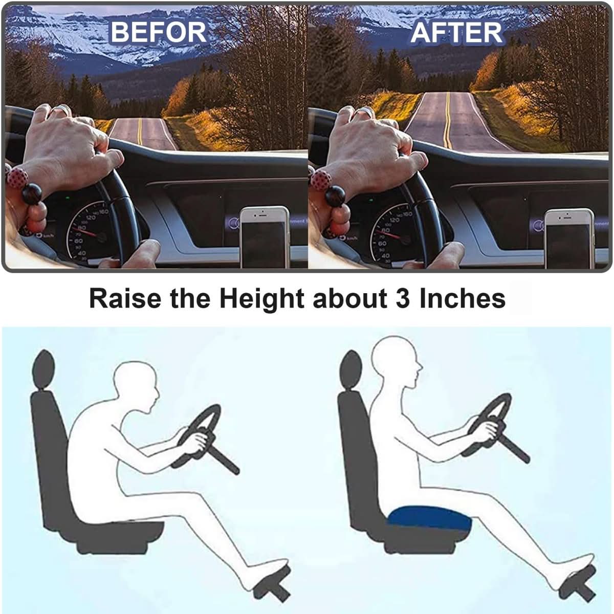 DRIVEUP – Ergonomisch autostoelkussen voor betere zicht en comfort