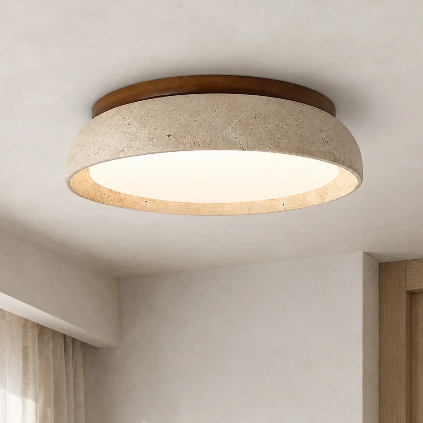 Veliana Wabi-Sabi Ronde Travertine Plafondlamp