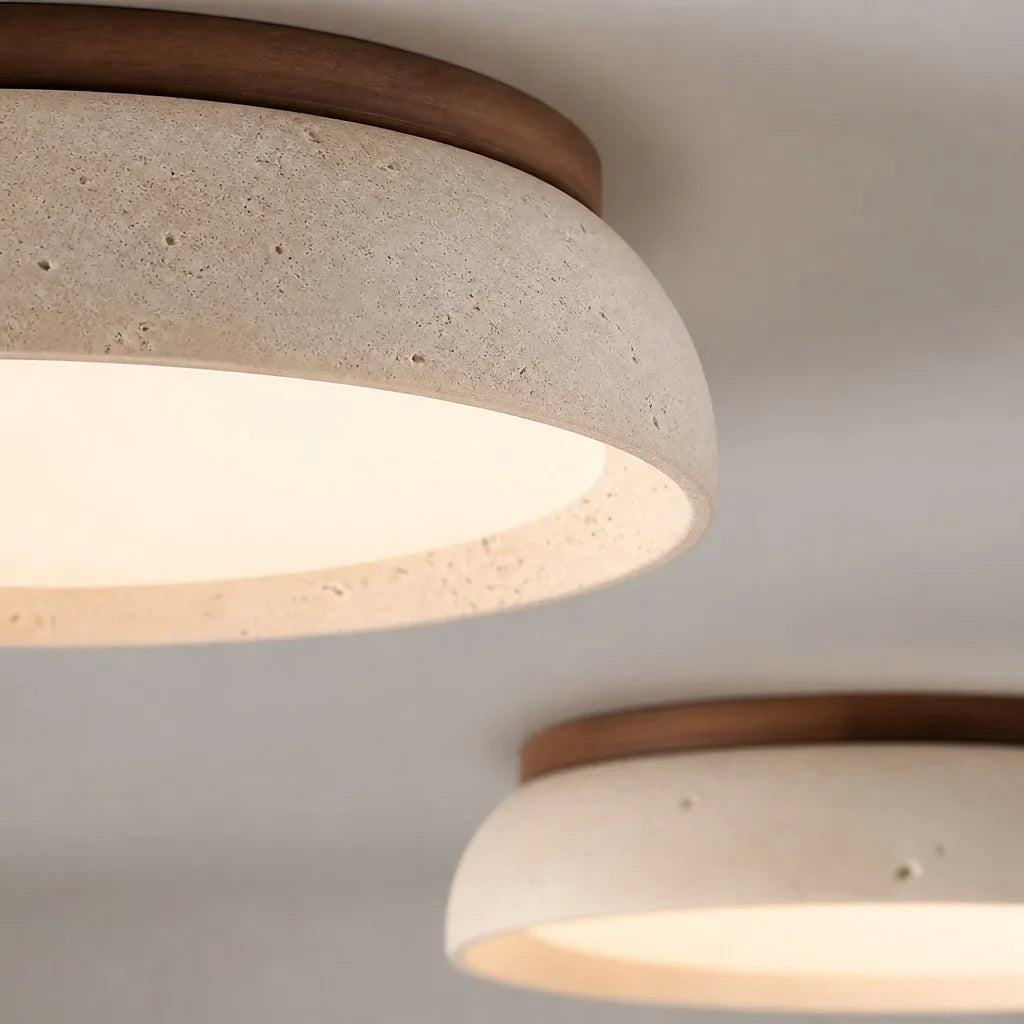 Veliana Wabi-Sabi Ronde Travertine Plafondlamp