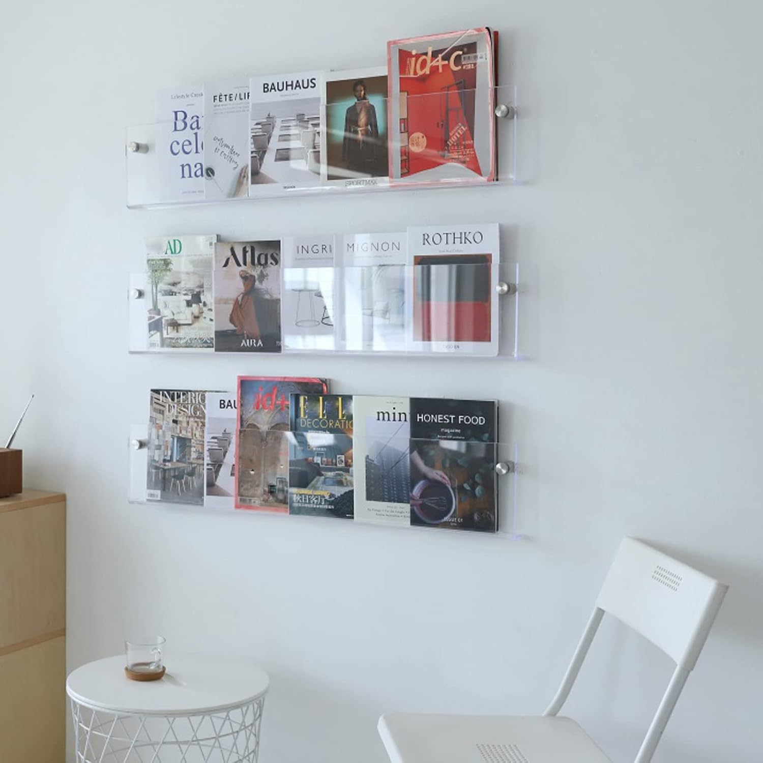 Acryl Wandgemonteerd Zwevend Tijdschriftenrek