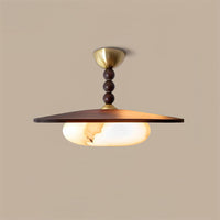 Muto Plafondlamp Walnootkleur & Witte Imitatie Alabaster