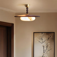 Muto Plafondlamp Walnootkleur & Witte Imitatie Alabaster