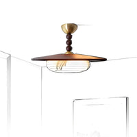 Muto Plafondlamp Walnootkleur & Witte Imitatie Alabaster