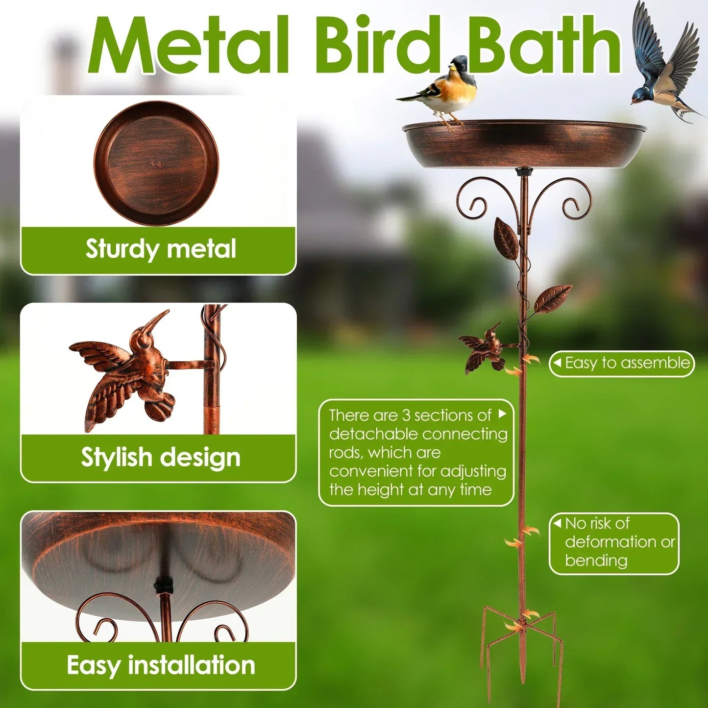 Vogelbad | Met Standaard | Robuuste Metalen Kom | BirdHaven